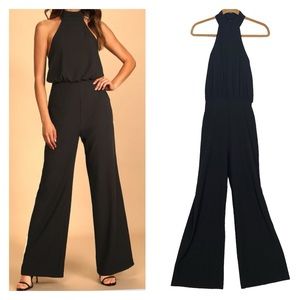Lulu’s Moment for Life Open Back Halter Jumpsuit Black Size XS